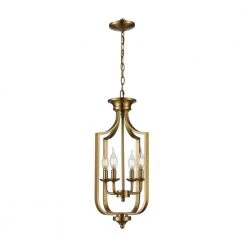 Hillcrest 12 in. 4-Light Antique Gold Traditional Hanging Kitchen Pendant Light with Metal Shade by Bel Air Lighting -GlowNest Shop antique gold bel air lighting chandeliers 11214 ag 1f 1000