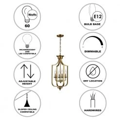 Hillcrest 12 in. 4-Light Antique Gold Traditional Hanging Kitchen Pendant Light with Metal Shade by Bel Air Lighting -GlowNest Shop antique gold bel air lighting chandeliers 11214 ag 40 1000