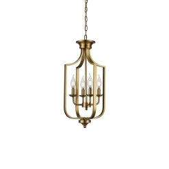 Hillcrest 12 in. 4-Light Antique Gold Traditional Hanging Kitchen Pendant Light with Metal Shade by Bel Air Lighting -GlowNest Shop antique gold bel air lighting chandeliers 11214 ag 4f 1000