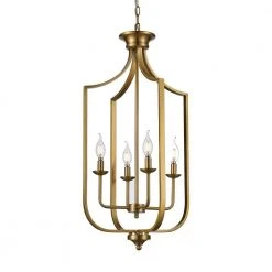 Hillcrest 16 in. 4-Light Antique Gold Hanging Kitchen Pendant Light with Metal Shade by Bel Air Lighting -GlowNest Shop antique gold bel air lighting chandeliers 11216 ag 1f 1000