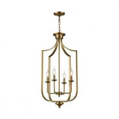 Hillcrest 16 in. 4-Light Antique Gold Hanging Kitchen Pendant Light with Metal Shade by Bel Air Lighting -GlowNest Shop antique gold bel air lighting chandeliers 11216 ag 4f 1000