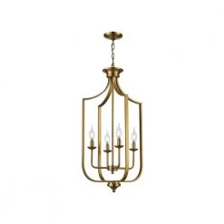 Hillcrest 16 in. 4-Light Antique Gold Hanging Kitchen Pendant Light with Metal Shade by Bel Air Lighting