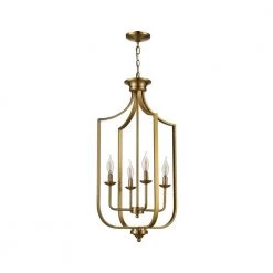 Hillcrest 16 in. 4-Light Antique Gold Hanging Kitchen Pendant Light with Metal Shade by Bel Air Lighting -GlowNest Shop antique gold bel air lighting chandeliers 11216 ag c3 1000
