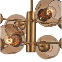 Clusters 8-Light Antique Gold Sputnik Hanging Kitchen Pendant Light with Clear Glass Shades by Bel Air Lighting 12 Clusters 8-Light Antique Gold Sputnik Hanging Kitchen Pendant Light with Clear Glass Shades by Bel Air Lighting -GlowNest Shop antique gold bel air lighting chandeliers pnd 2125 ag 4f 1000