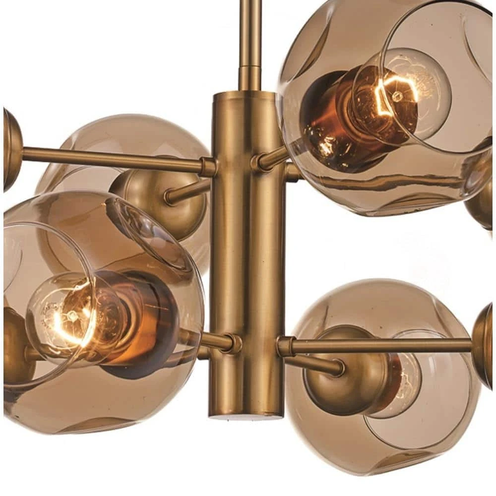 Clusters 8-Light Antique Gold Sputnik Hanging Kitchen Pendant Light with Clear Glass Shades by Bel Air Lighting 7 Clusters 8-Light Antique Gold Sputnik Hanging Kitchen Pendant Light with Clear Glass Shades by Bel Air Lighting - Image 5