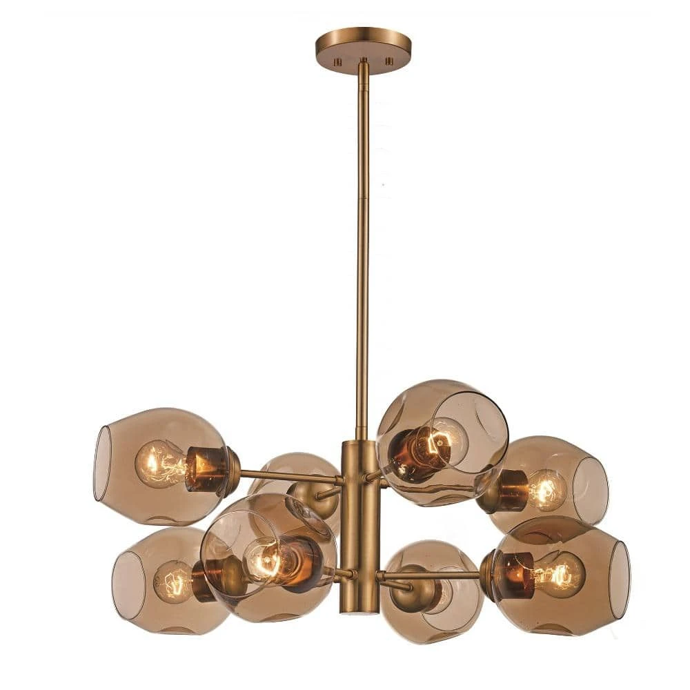 Clusters 8-Light Antique Gold Sputnik Hanging Kitchen Pendant Light with Clear Glass Shades by Bel Air Lighting 3 Clusters 8-Light Antique Gold Sputnik Hanging Kitchen Pendant Light with Clear Glass Shades by Bel Air Lighting