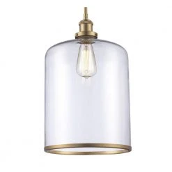 Dorina 1-Light Antique Gold Mason Jar Hanging Kirtchen Pendant Light with Clear Glass Shade by Bel Air Lighting -GlowNest Shop antique gold bel air lighting chandeliers pnd 2185 ag 4f 1000