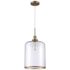 Dorina 1-Light Antique Gold Mason Jar Hanging Kirtchen Pendant Light with Clear Glass Shade by Bel Air Lighting -GlowNest Shop antique gold bel air lighting chandeliers pnd 2185 ag c3 1000