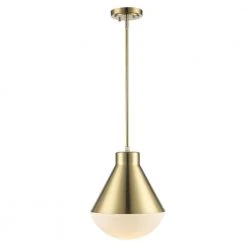 Ludlow 1-Light Antique Gold Hanging Kitchen Pendant Light with Opal Glass Shade by Bel Air Lighting -GlowNest Shop antique gold bel air lighting chandeliers pnd 2206 ag c3 1000
