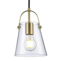 Curry 1-Light Antique Gold Hanging Mini Kitchen Pendant Light with Clear Glass Shade by Bel Air Lighting -GlowNest Shop antique gold bel air lighting pendant lights pnd 2174 ag 4f 1000
