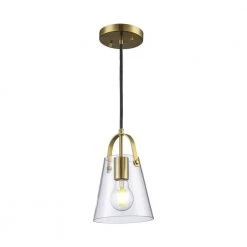 Curry 1-Light Antique Gold Hanging Mini Kitchen Pendant Light with Clear Glass Shade by Bel Air Lighting -GlowNest Shop antique gold bel air lighting pendant lights pnd 2174 ag c3 1000