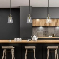 Curry 1-Light Antique Gold Hanging Mini Kitchen Pendant Light with Clear Glass Shade by Bel Air Lighting -GlowNest Shop antique gold bel air lighting pendant lights pnd 2174 ag e1 1000