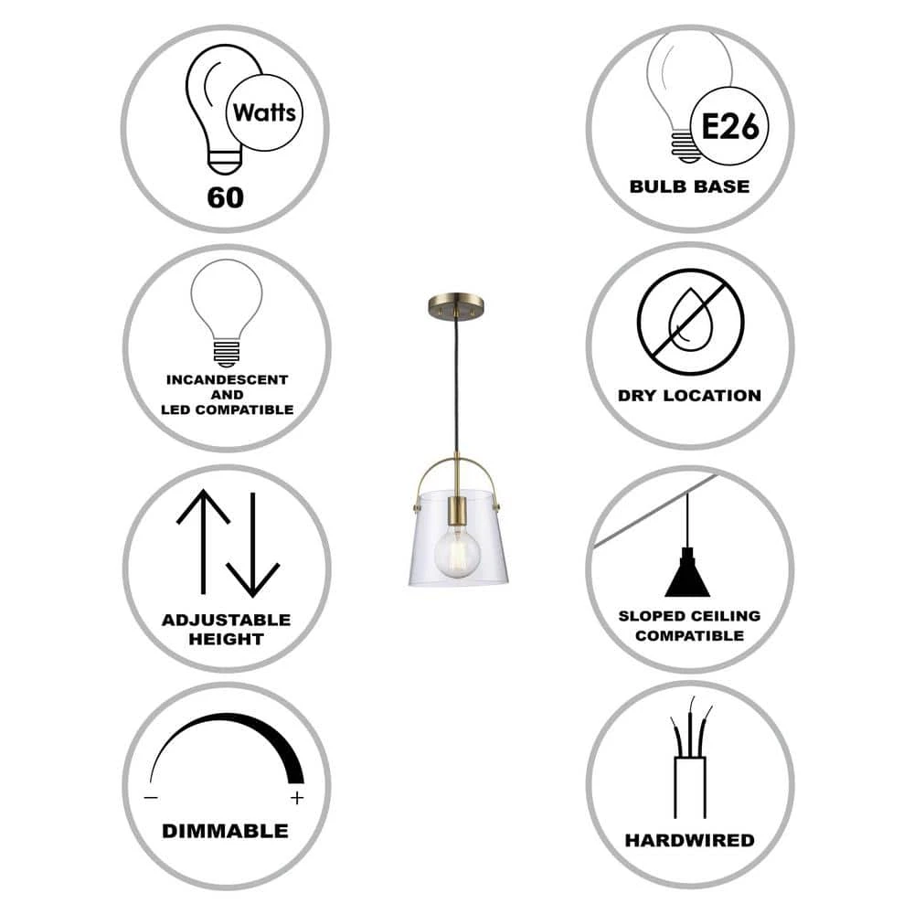 Curry 1-Light Antique Gold Lantern Hanging Mini Kitchen Pendant Light with Clear Glass Shade by Bel Air Lighting 5 Curry 1-Light Antique Gold Lantern Hanging Mini Kitchen Pendant Light with Clear Glass Shade by Bel Air Lighting - Image 3