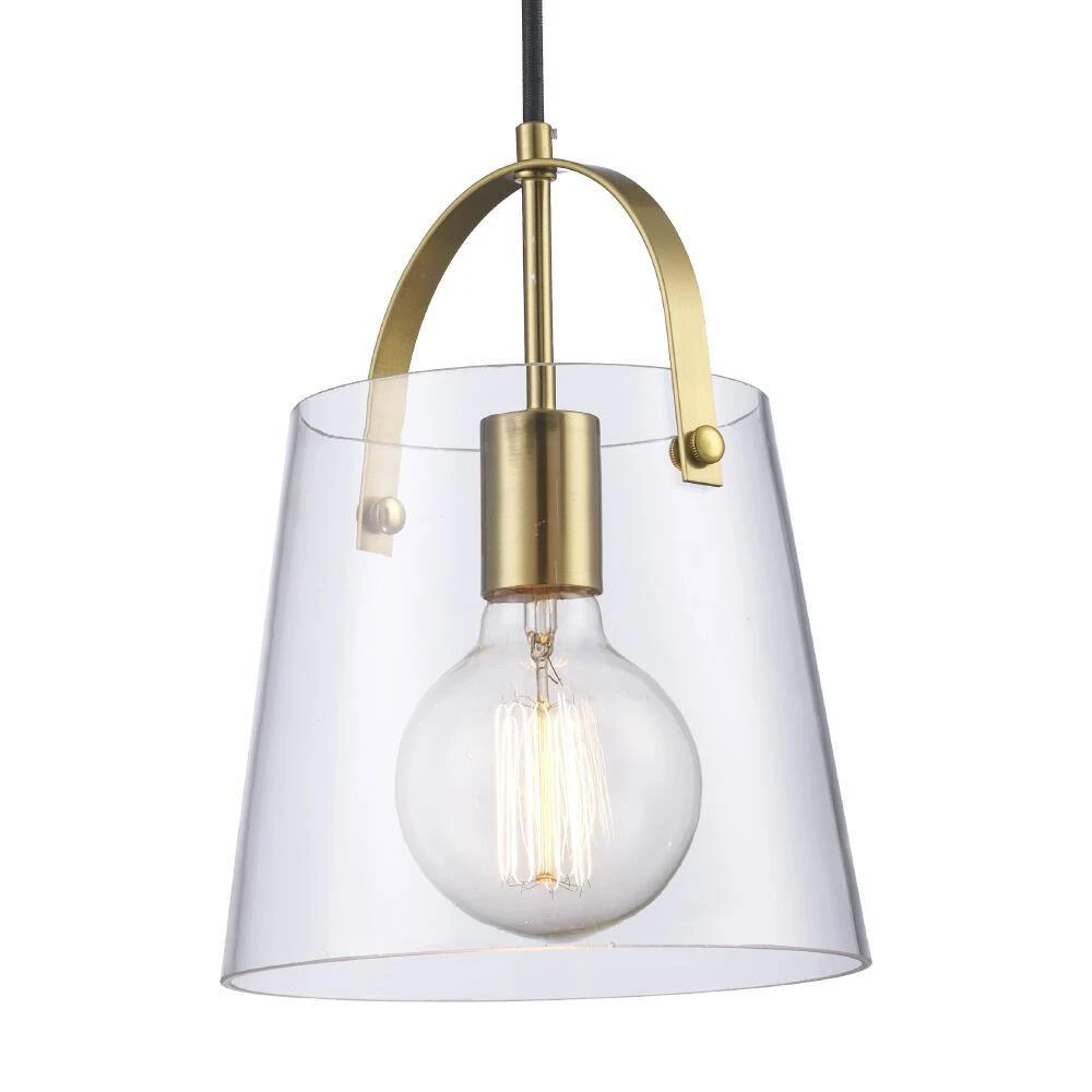 Curry 1-Light Antique Gold Lantern Hanging Mini Kitchen Pendant Light with Clear Glass Shade by Bel Air Lighting 9 Curry 1-Light Antique Gold Lantern Hanging Mini Kitchen Pendant Light with Clear Glass Shade by Bel Air Lighting - Image 7