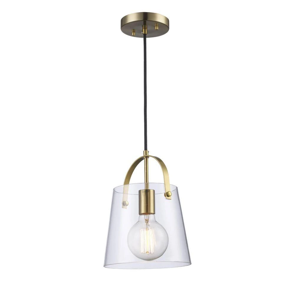 Curry 1-Light Antique Gold Lantern Hanging Mini Kitchen Pendant Light with Clear Glass Shade by Bel Air Lighting 8 Curry 1-Light Antique Gold Lantern Hanging Mini Kitchen Pendant Light with Clear Glass Shade by Bel Air Lighting - Image 6