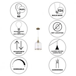 Dorina 1-Light Antique Gold Mason Jar Hanging Mini Kitchen Pendant Light with Clear Glass Shade by Bel Air Lighting -GlowNest Shop antique gold bel air lighting pendant lights pnd 2184 ag 40 1000