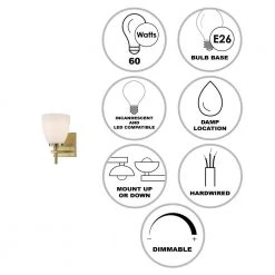 Oxnard 1-Light Antique Gold Wall Sconce Light Fixture with Frosted Glass by Bel Air Lighting -GlowNest Shop antique gold bel air lighting vanity lighting 22291 ag 40 1000