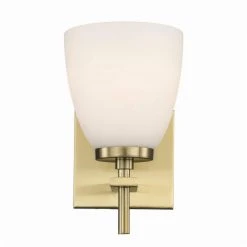 Oxnard 1-Light Antique Gold Wall Sconce Light Fixture with Frosted Glass by Bel Air Lighting -GlowNest Shop antique gold bel air lighting vanity lighting 22291 ag 4f 1000