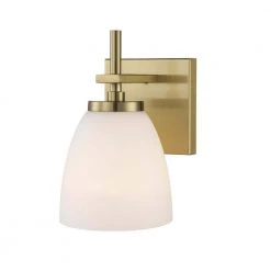 Oxnard 1-Light Antique Gold Wall Sconce Light Fixture with Frosted Glass by Bel Air Lighting -GlowNest Shop antique gold bel air lighting vanity lighting 22291 ag c3 1000