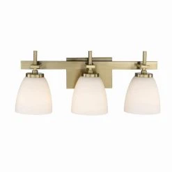 Oxnard 19.5 in. 3-Light Antique Gold Bathroom Vanity Light Fixture with Frosted Glass by Bel Air Lighting -GlowNest Shop antique gold bel air lighting vanity lighting 22293 ag c3 1000