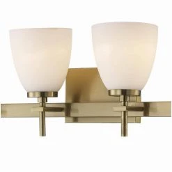 Oxnard 27.5 in. 4-Light Antique Gold Bathroom Vanity Light Fixture with Frosted Glass by Bel Air Lighting -GlowNest Shop antique gold bel air lighting vanity lighting 22294 ag 1f 1000