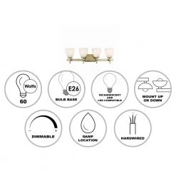 Oxnard 27.5 in. 4-Light Antique Gold Bathroom Vanity Light Fixture with Frosted Glass by Bel Air Lighting -GlowNest Shop antique gold bel air lighting vanity lighting 22294 ag 40 1000