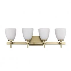 Oxnard 27.5 in. 4-Light Antique Gold Bathroom Vanity Light Fixture with Frosted Glass by Bel Air Lighting -GlowNest Shop antique gold bel air lighting vanity lighting 22294 ag 4f 1000