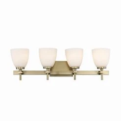 Oxnard 27.5 in. 4-Light Antique Gold Bathroom Vanity Light Fixture with Frosted Glass by Bel Air Lighting