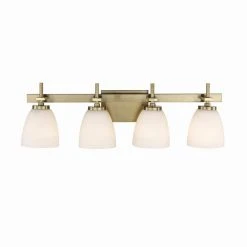 Oxnard 27.5 in. 4-Light Antique Gold Bathroom Vanity Light Fixture with Frosted Glass by Bel Air Lighting -GlowNest Shop antique gold bel air lighting vanity lighting 22294 ag c3 1000