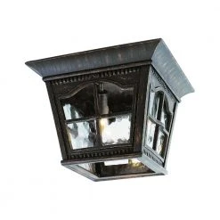 Briarwood 3-Light Antique Rust Outdoor Flush Mount Ceiling Light with Water Glass by Bel Air Lighting