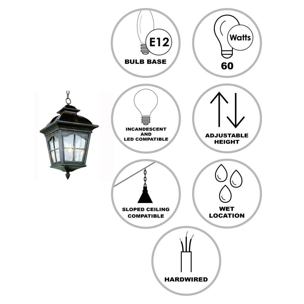 Briarwood 3-Light Antique Rust Hanging Outdoor Pendant Light with Water Glass by Bel Air Lighting 4 Briarwood 3-Light Antique Rust Hanging Outdoor Pendant Light with Water Glass by Bel Air Lighting - Image 2