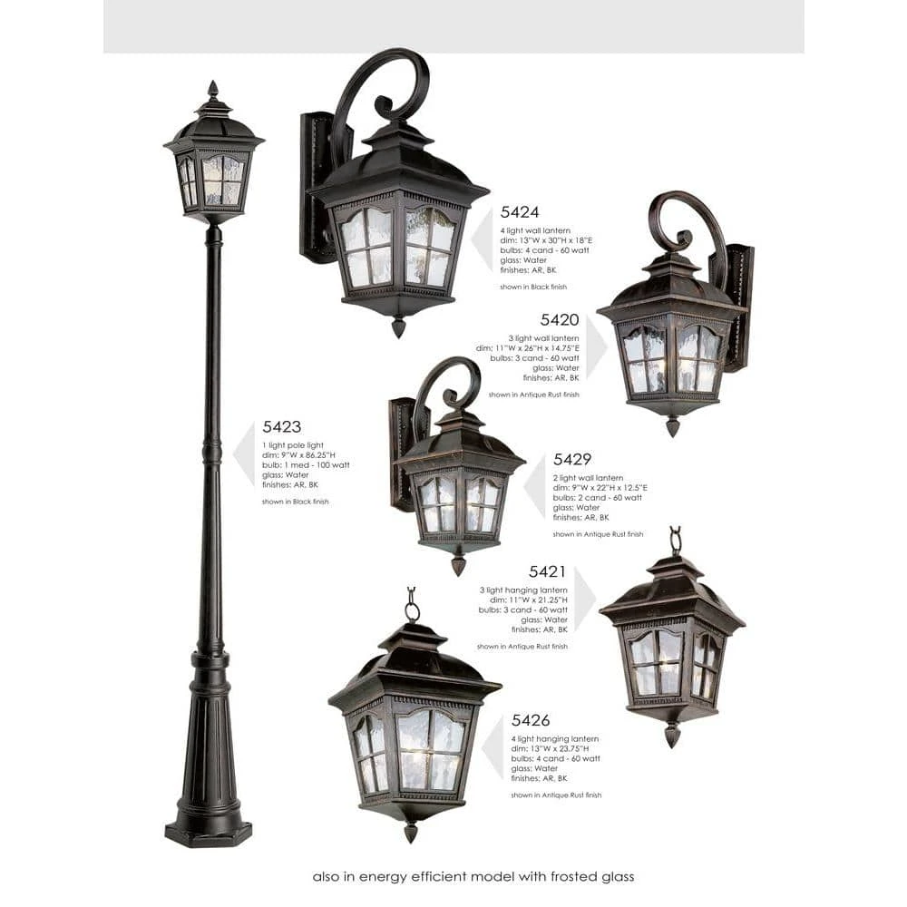 Briarwood 3-Light Antique Rust Outdoor Wall Light Sconce Lantern with Water Glass by Bel Air Lighting 8 Briarwood 3-Light Antique Rust Outdoor Wall Light Sconce Lantern with Water Glass by Bel Air Lighting - Image 6