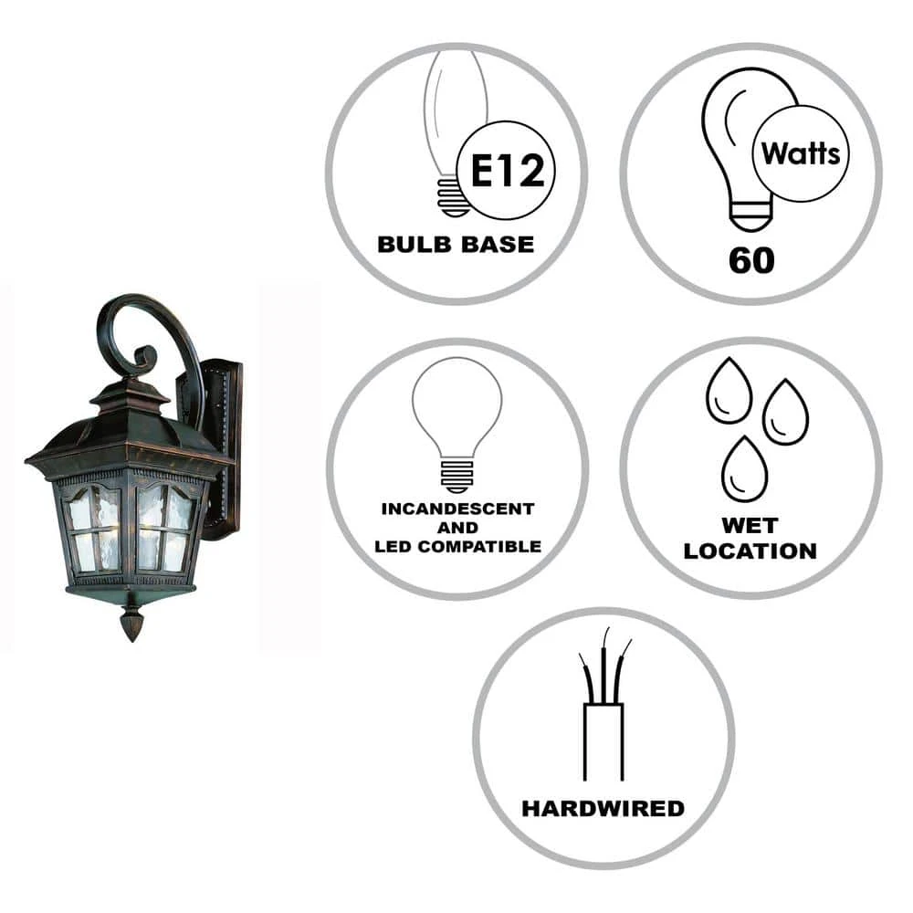 Briarwood 3-Light Antique Rust Outdoor Wall Light Sconce Lantern with Water Glass by Bel Air Lighting 4 Briarwood 3-Light Antique Rust Outdoor Wall Light Sconce Lantern with Water Glass by Bel Air Lighting - Image 2