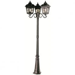 Briarwood 7 ft. 3-Light Antique Rust Outdoor Lamp Post Light Set with Water Glass by Bel Air Lighting