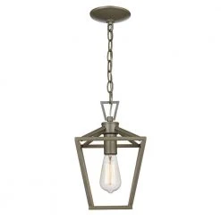 Lacey 1-Light Antique Silver Leaf Hanging Mini Kitchen Pendant Light with Metal Shade by Bel Air Lighting