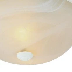 Browns 11 in. 2-Light Antique White Flush Mount Kitchen Ceiling Light Fixture with White Marbleized Glass Shade by Bel Air Lighting -GlowNest Shop antique white bel air lighting flush mount lights 13617 aw 4f 1000