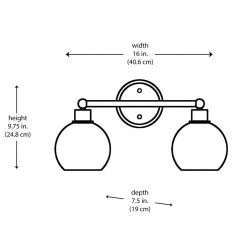 16 in. 2-Light Black and Antique Gold Bathroom Vanity Light Fixture with Clear Glass Shades by Bel Air Lighting -GlowNest Shop black and antique gold bel air lighting vanity lighting 22052 bk ag 40 1000