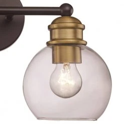 16 in. 2-Light Black and Antique Gold Bathroom Vanity Light Fixture with Clear Glass Shades by Bel Air Lighting -GlowNest Shop black and antique gold bel air lighting vanity lighting 22052 bk ag 4f 1000