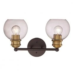 16 in. 2-Light Black and Antique Gold Bathroom Vanity Light Fixture with Clear Glass Shades by Bel Air Lighting -GlowNest Shop black and antique gold bel air lighting vanity lighting 22052 bk ag c3 1000