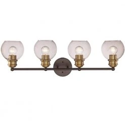 32 in. 4-Light Black and Antique Gold Bathroom Vanity Light Fixture with Clear Glass Shades by Bel Air Lighting -GlowNest Shop black and antique gold bel air lighting vanity lighting 22054 bk ag c3 1000