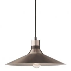 1-Light Black and Brushed Nickel Plug-In Hanging Kitchen Pendant Light with Metal Shade by Bel Air Lighting