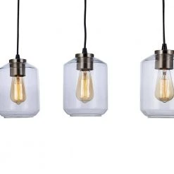 4-Light Black and Brushed Nickel Linear Hanging Kitchen Pendant Light with Clear Glass Shades by Bel Air Lighting -GlowNest Shop black and brushed nickel bel air lighting chandeliers pnd 2147 1f 1000