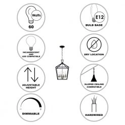 Lacey 4-Light Black and Chrome Caged Farmhouse Hanging Kitchen Pendant Light by Bel Air Lighting -GlowNest Shop black and chrome bel air lighting chandeliers 10264 pc bk 77 1000