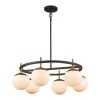 6-Light Black and Gold Wagon Wheel Chandelier with White Glass Globe Shades by Bel Air Lighting -GlowNest Shop black and gold bel air lighting chandeliers 1001721110 64 1000