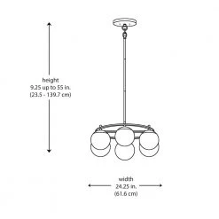 6-Light Black and Gold Wagon Wheel Chandelier with White Glass Globe Shades by Bel Air Lighting -GlowNest Shop black and gold bel air lighting chandeliers 1001721110 77 1000