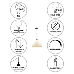 1-Light Black and Natural Rattan Basket Pendant Light with Woven Shade by Bel Air Lighting 12 1-Light Black and Natural Rattan Basket Pendant Light with Woven Shade by Bel Air Lighting -GlowNest Shop black and natural rattan bel air lighting chandeliers 1001652903 40 1000