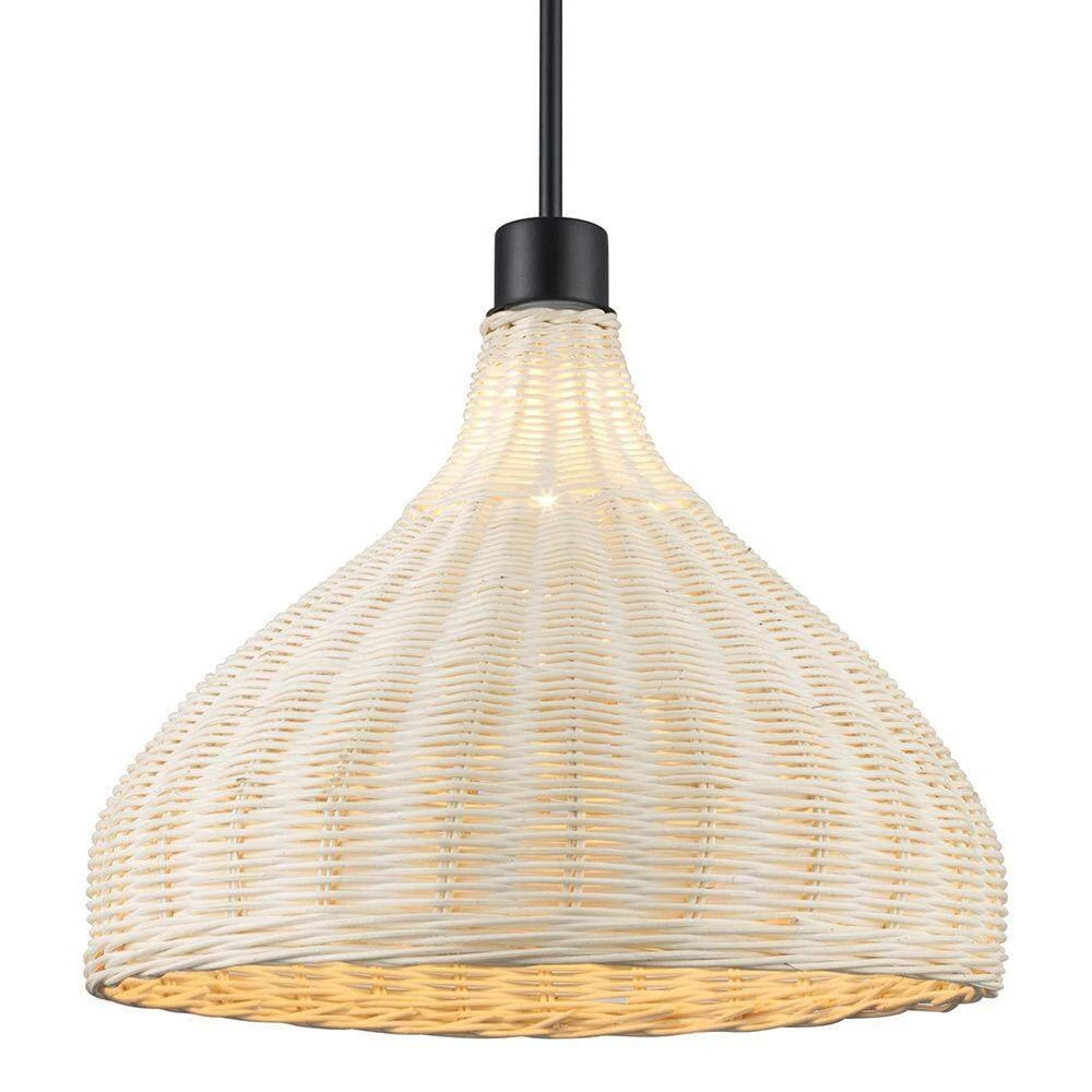 1-Light Black and Natural Rattan Basket Pendant Light with Woven Shade by Bel Air Lighting 9 1-Light Black and Natural Rattan Basket Pendant Light with Woven Shade by Bel Air Lighting - Image 7