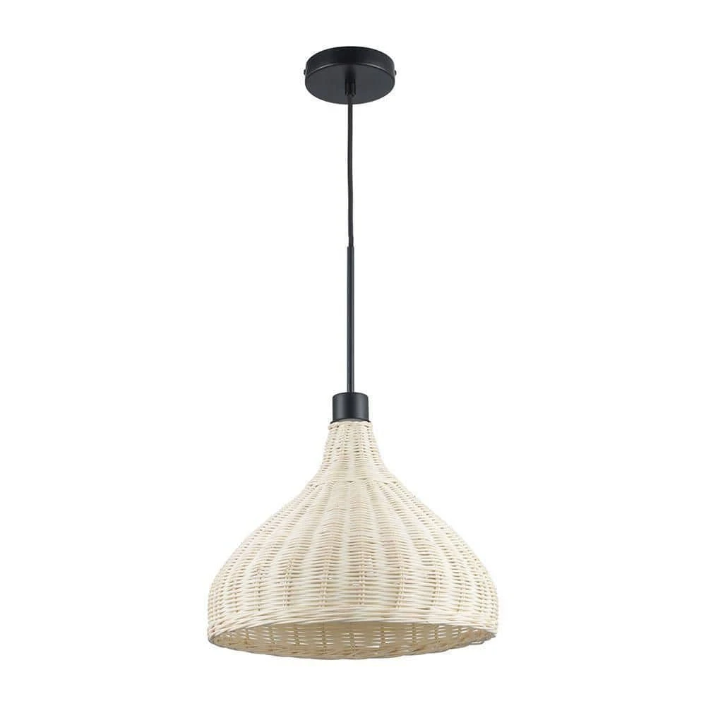 1-Light Black and Natural Rattan Basket Pendant Light with Woven Shade by Bel Air Lighting 8 1-Light Black and Natural Rattan Basket Pendant Light with Woven Shade by Bel Air Lighting - Image 6