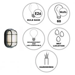 Aria 8.25 in. 1-Light Black Oval Bulkhead Outdoor Wall Light with Ribbed Glass by Bel Air Lighting 12 Aria 8.25 in. 1-Light Black Oval Bulkhead Outdoor Wall Light with Ribbed Glass by Bel Air Lighting -GlowNest Shop black bel air lighting bulkhead lights 41005 bk 40 1000