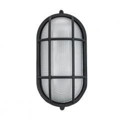 Aria 8.25 in. 1-Light Black Oval Bulkhead Outdoor Wall Light with Ribbed Glass by Bel Air Lighting 16 Aria 8.25 in. 1-Light Black Oval Bulkhead Outdoor Wall Light with Ribbed Glass by Bel Air Lighting -GlowNest Shop black bel air lighting bulkhead lights 41005 bk 4f 1000